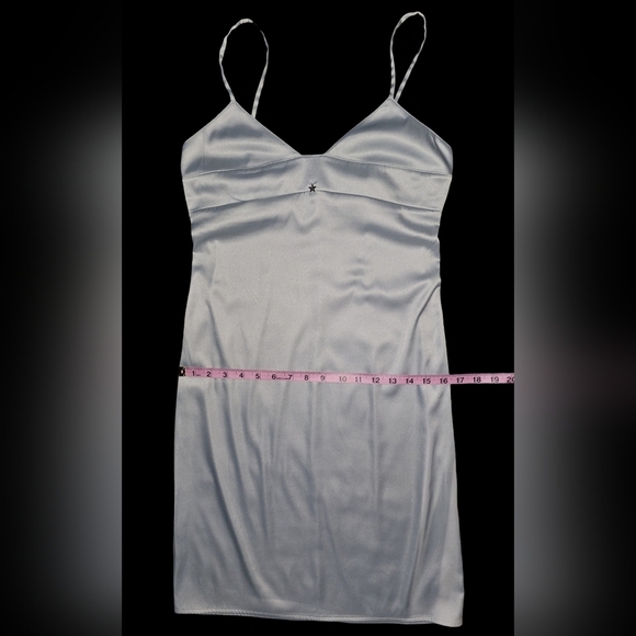 Tommy Hilfiger Y2K Slip Dress Silver Blue Satin Spaghetti Strap Sz S - Picture 11 of 16
